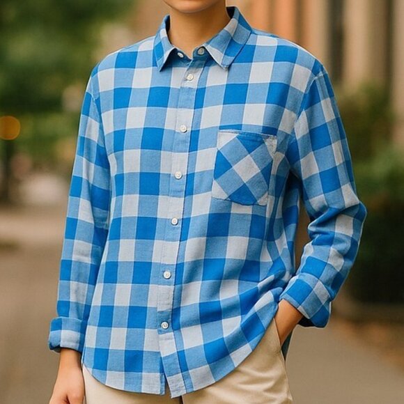 SO Women's Perfect Blue and White Checker Board Button Up Shirt - Size XL - Picture 1 of 10